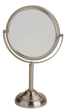 6-Inch Tabletop Two-Sided Swivel Vanity Mirror with 10x Magnification, 11-Inch Height, Nickel Finish