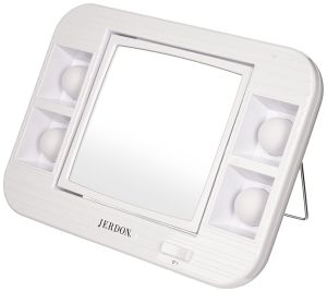 Jerdon J1015 Led Lighted Makeup Mirror With 5x Magnification, White Finish