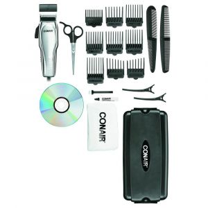 Conair Custom Cut 21-piece Haircut Kit; Home Hair Cutting Kit; Chrome